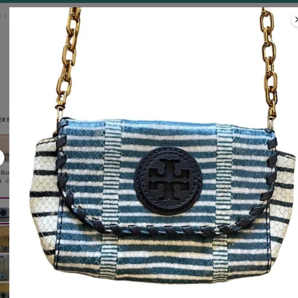 TORY BURCH Crossbody purse blue white gold Bag Purse/Stadium size